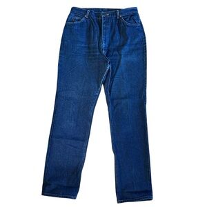 Vintage Lee USA Womens 18 Long High Rise Straight Leg Denim Jeans Dark Wash